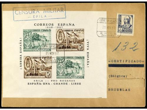 ✉ ESPAÑA GUERRA CIVIL. EPILA. Tres cartas con las HB Gálvez 