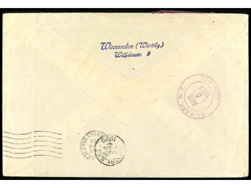 ✉ ALEMANIA. Mi. 364, 366. 1929. FRIEDRICHSHATEN a NEW YORK. 