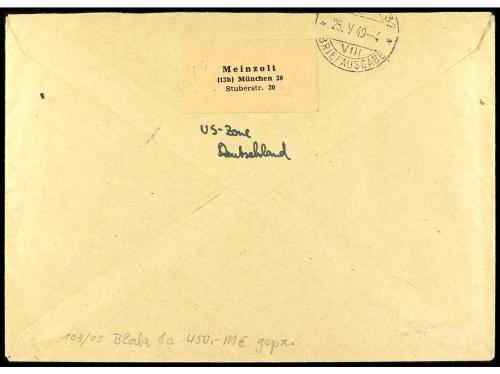 ✉ ALEMANIA. Mi. BK 12. OCCIDENTAL BIZONA. MUNICH a SUIZA. HB