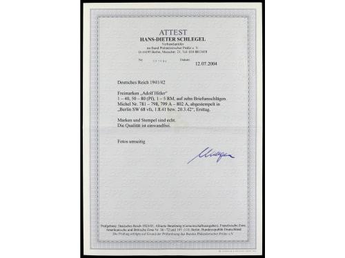 ✉ Mi. 781/98, 799A/ 802A. 1941-42 (1-8, 20-3). SERIE COMPLET