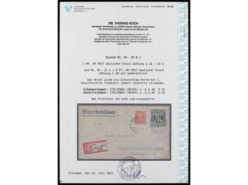 ✉ ALEMANIA. Mi. 18Az/aAz. 1946. OCCIDENTAL BIZONA. Precioso 