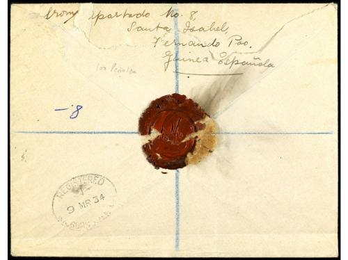 ✉ COLONIAS ESPAÑOLAS: GUINEA. 1934. Certificado de SANTA ISA