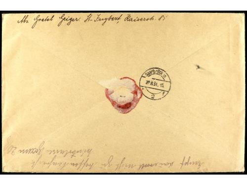 ✉ SARRE. 1931. STINGBERT a SARRE. Serie completa en carta ci