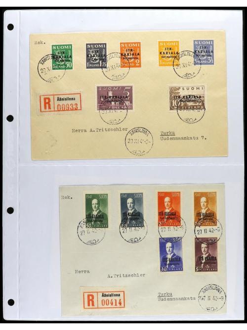 ✉ FINLANDIA. 1938-56. Conjunto de 13 cartas. 