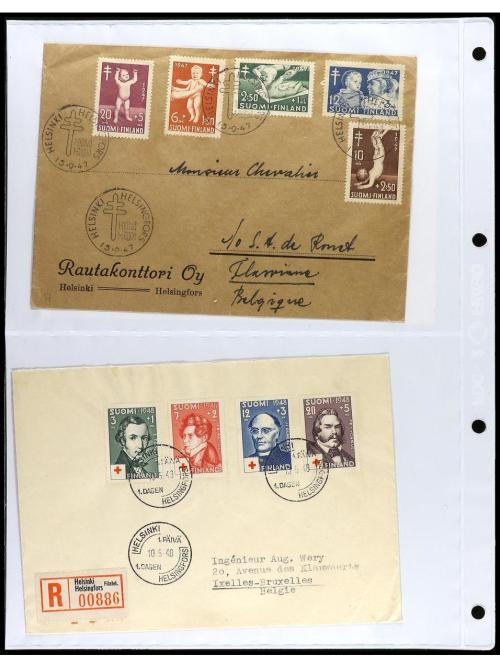✉ FINLANDIA. 1938-56. Conjunto de 13 cartas. 