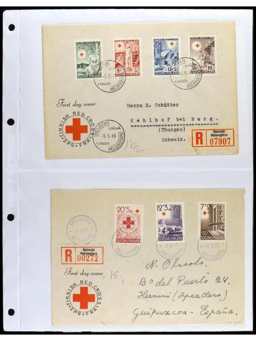 ✉ FINLANDIA. 1938-56. Conjunto de 13 cartas. 