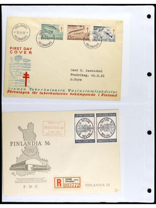 ✉ FINLANDIA. 1938-56. Conjunto de 13 cartas. 