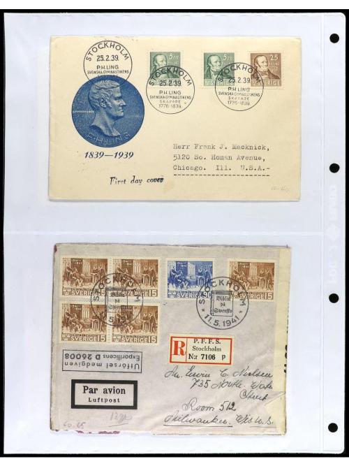 ✉ SUECIA. 1920-45. Conjunto de 17 cartas. 