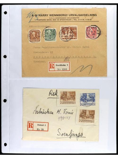 ✉ SUECIA. 1920-45. Conjunto de 17 cartas. 