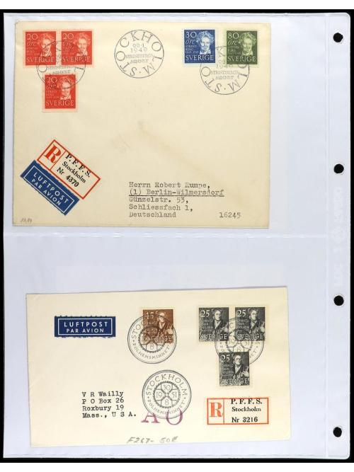 ✉ SUECIA. 1920-45. Conjunto de 17 cartas. 