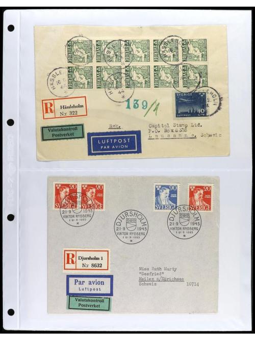 ✉ SUECIA. 1920-45. Conjunto de 17 cartas. 