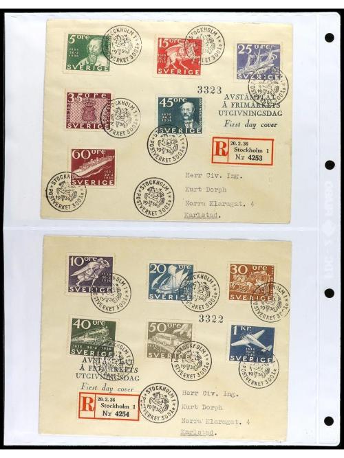 ✉ SUECIA. 1920-45. Conjunto de 17 cartas. 