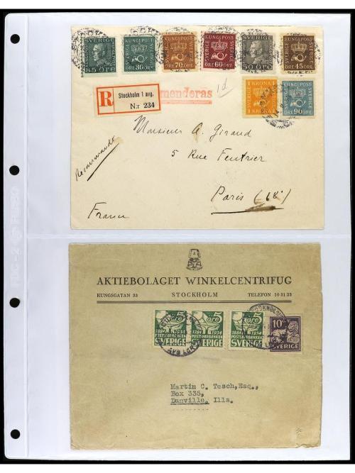 ✉ SUECIA. 1920-45. Conjunto de 17 cartas. 