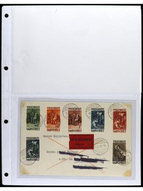 ✉ SARRE. 1920. Conjunto de 37 cartas con diversos franqueos 