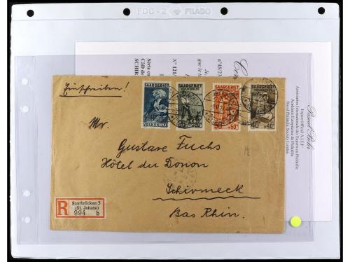 ✉ SARRE. 1920. Conjunto de 37 cartas con diversos franqueos 