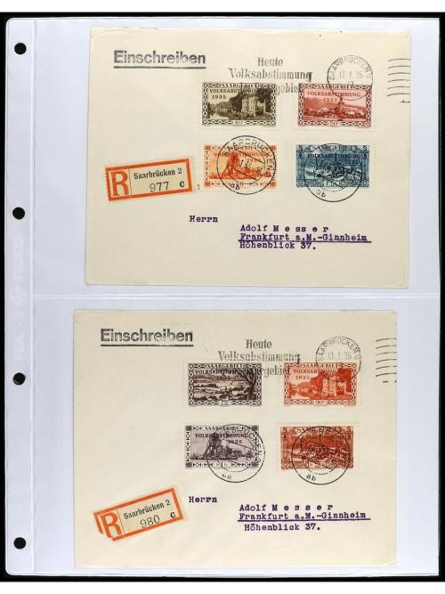 ✉ SARRE. 1920. Conjunto de 37 cartas con diversos franqueos 