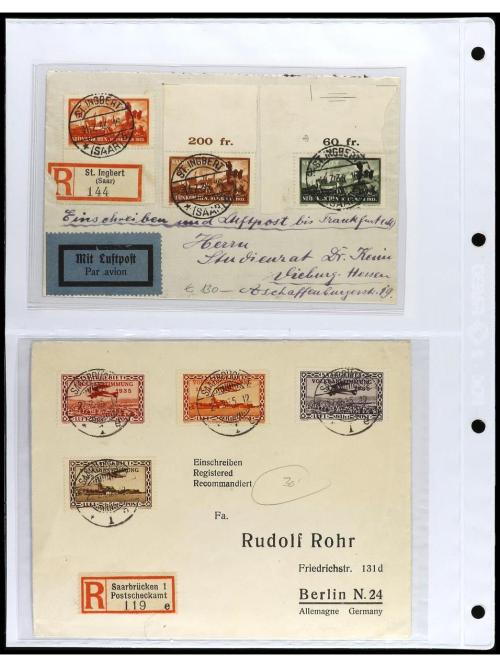 ✉ SARRE. 1920. Conjunto de 37 cartas con diversos franqueos 