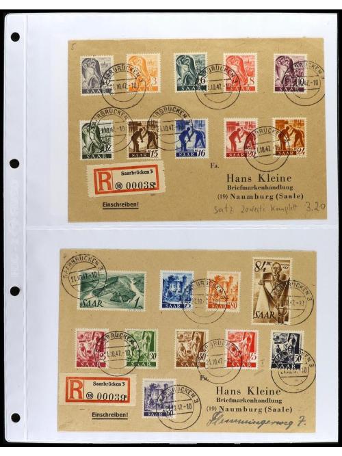 ✉ SARRE. 1920. Conjunto de 37 cartas con diversos franqueos 