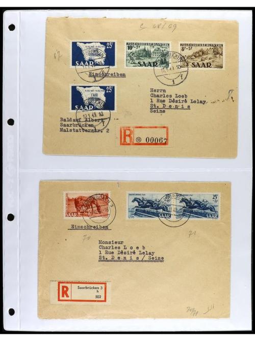 ✉ SARRE. 1920. Conjunto de 37 cartas con diversos franqueos 