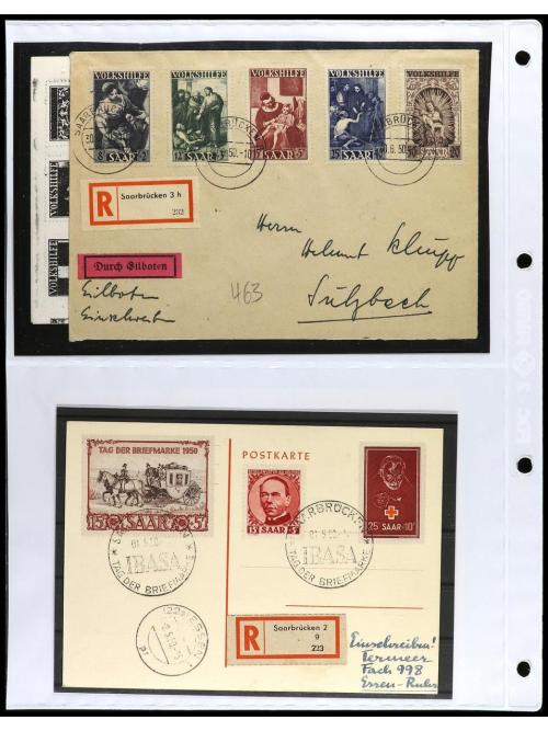 ✉ SARRE. 1920. Conjunto de 37 cartas con diversos franqueos 