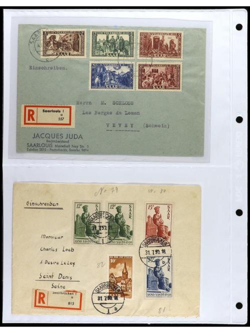 ✉ SARRE. 1920. Conjunto de 37 cartas con diversos franqueos 