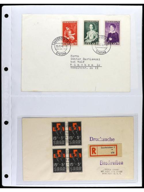 ✉ SARRE. 1920. Conjunto de 37 cartas con diversos franqueos 