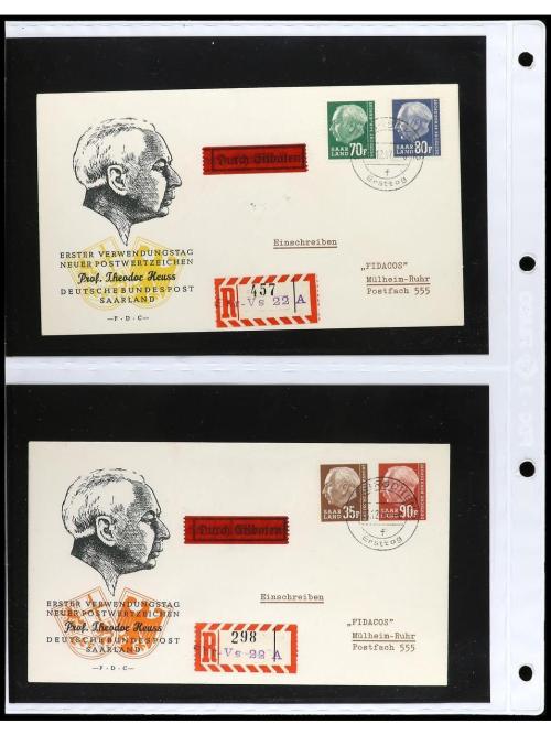 ✉ SARRE. 1920. Conjunto de 37 cartas con diversos franqueos 