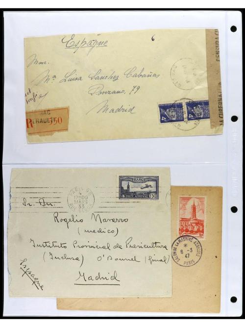 ✉ FRANCIA. 1924-1958. Conjunto de 50 cartas circuladas, prec