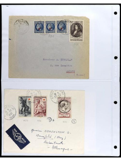 ✉ FRANCIA. 1924-1958. Conjunto de 50 cartas circuladas, prec