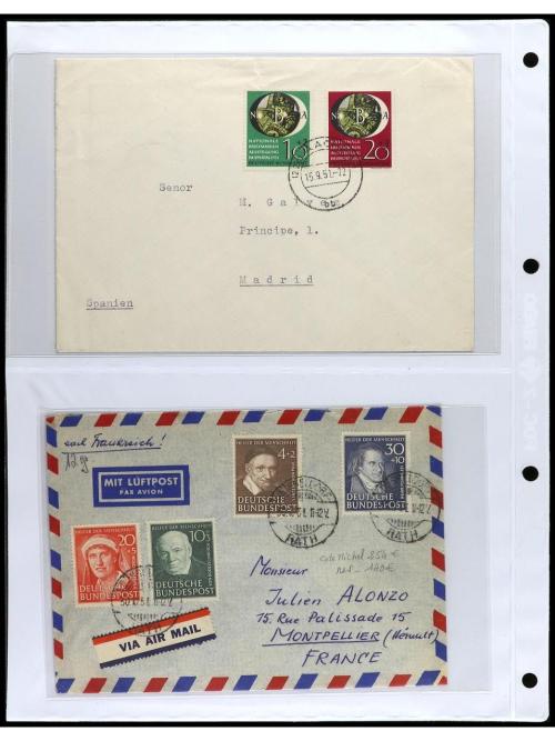 ✉ ALEMANIA. 1950-55. OCCIDENTAL. Conjunto de 38 cartas con d