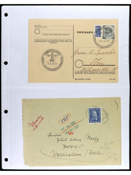 ✉ ALEMANIA. 1950-55. OCCIDENTAL. Conjunto de 38 cartas con d