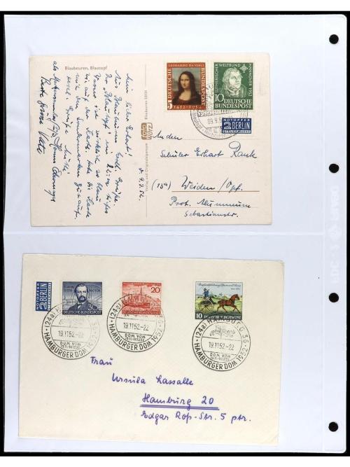 ✉ ALEMANIA. 1950-55. OCCIDENTAL. Conjunto de 38 cartas con d