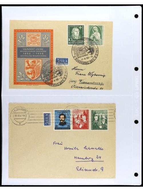 ✉ ALEMANIA. 1950-55. OCCIDENTAL. Conjunto de 38 cartas con d