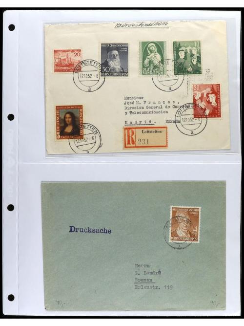 ✉ ALEMANIA. 1950-55. OCCIDENTAL. Conjunto de 38 cartas con d