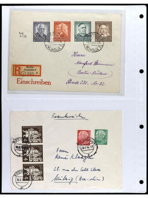 ✉ ALEMANIA. 1950-55. OCCIDENTAL. Conjunto de 38 cartas con d
