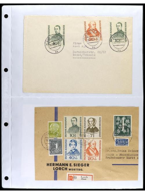 ✉ ALEMANIA. 1950-55. OCCIDENTAL. Conjunto de 38 cartas con d