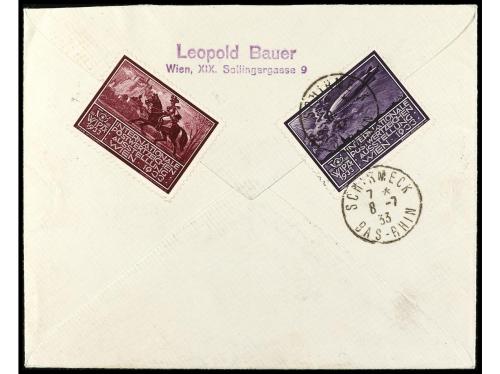 ✉ AUSTRIA. Yv. 430. 1933. VIENA a FRANCIA. 50 gr. + 50 gr. a