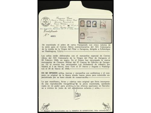 ✉ ESPAÑA. Ed. 904/13. 1940 (29 febrero). ZARAGOZA a U.S.A. S
