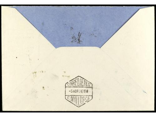 ✉ ESPAÑA. Ed. 729/30, 680. 1936. MADRID a PALMA. Entero post