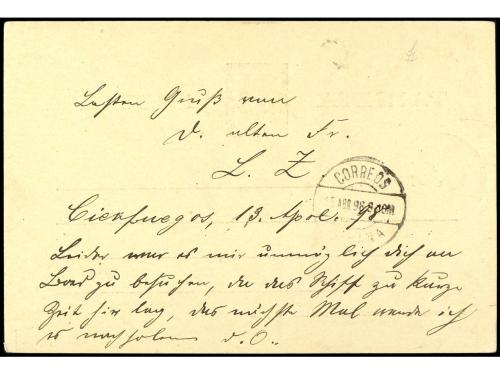 ✉ CUBA. Ed. 31. 1898. ENTERO POSTAL. CIENFUEGOS a ALEMANIA. 