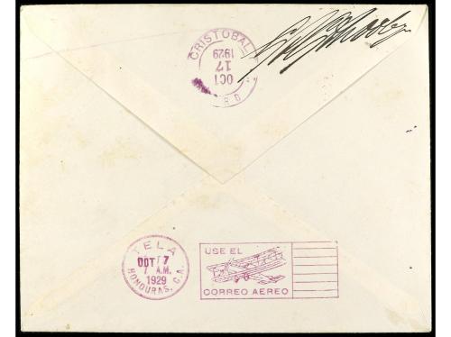 ✉ HONDURAS. 1929. TEGUCIGALPA a CRISTOBAL (C.Z.) Marca PRIME