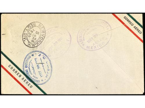 ✉ MEXICO. 1939. A NUEVA YORK. Marca y sello SARABIA/ VUELO/ 