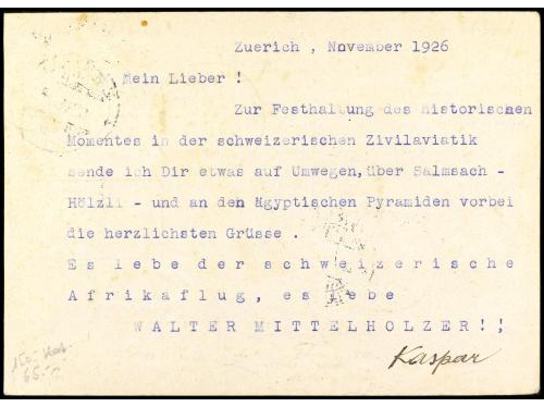 ✉ SUIZA. 1926. Vuelo por África y retorno. Marca 1926/ NOVEM