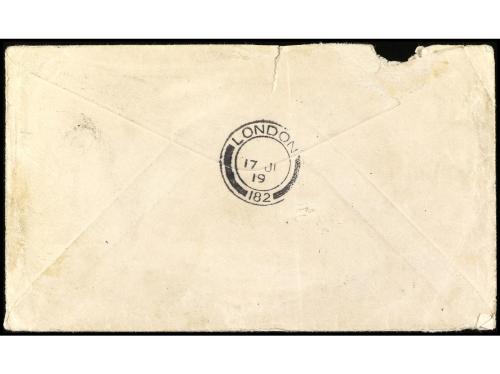 ✉ TERRANOVA. 1919. St. John a U.K., circulado con sello de 1