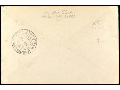 ✉ CHECOSLOVAQUIA. 1925. PRAGA a BUCAREST. Marca PRUNÍ LET/19