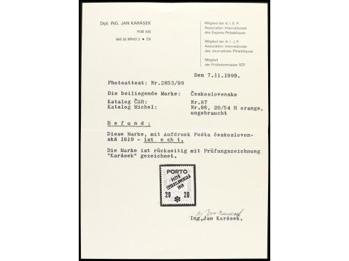 * CHECOSLOVAQUIA. Yv. 134/37, Sc. B60/3. 1919. SERIE COMPLET