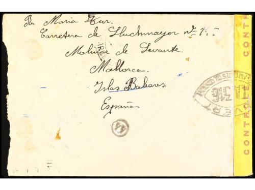 ✉ ESPAÑA GUERRA CIVIL. 1944. Sobre circulado de PALMA de MAL