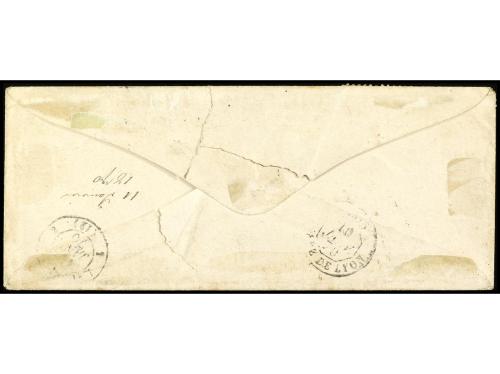 ✉ BRASIL. Yv. 18, 27 (2). 1870. A MARSELLA. 600 r. sin denta