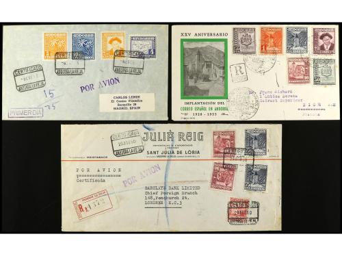 ✉ ANDORRA. 1941-60. Conjunto de 19 cartas con diversos franq