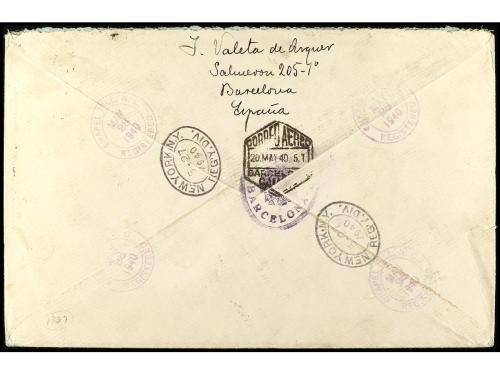 ✉ ESPAÑA. Ed. 889/903. 1940. BARCELONA a U.S.A. Serie comple
